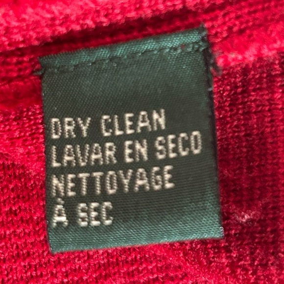 Lauren Ralph Lauren Red Long Wool Cardigan Four Button Sweater Jacket M Classic - Picture 12 of 12